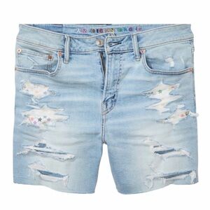 NEW American Eagle Pride Rainbow Stars Distressed Jean Shorts Denim SIZE 30
